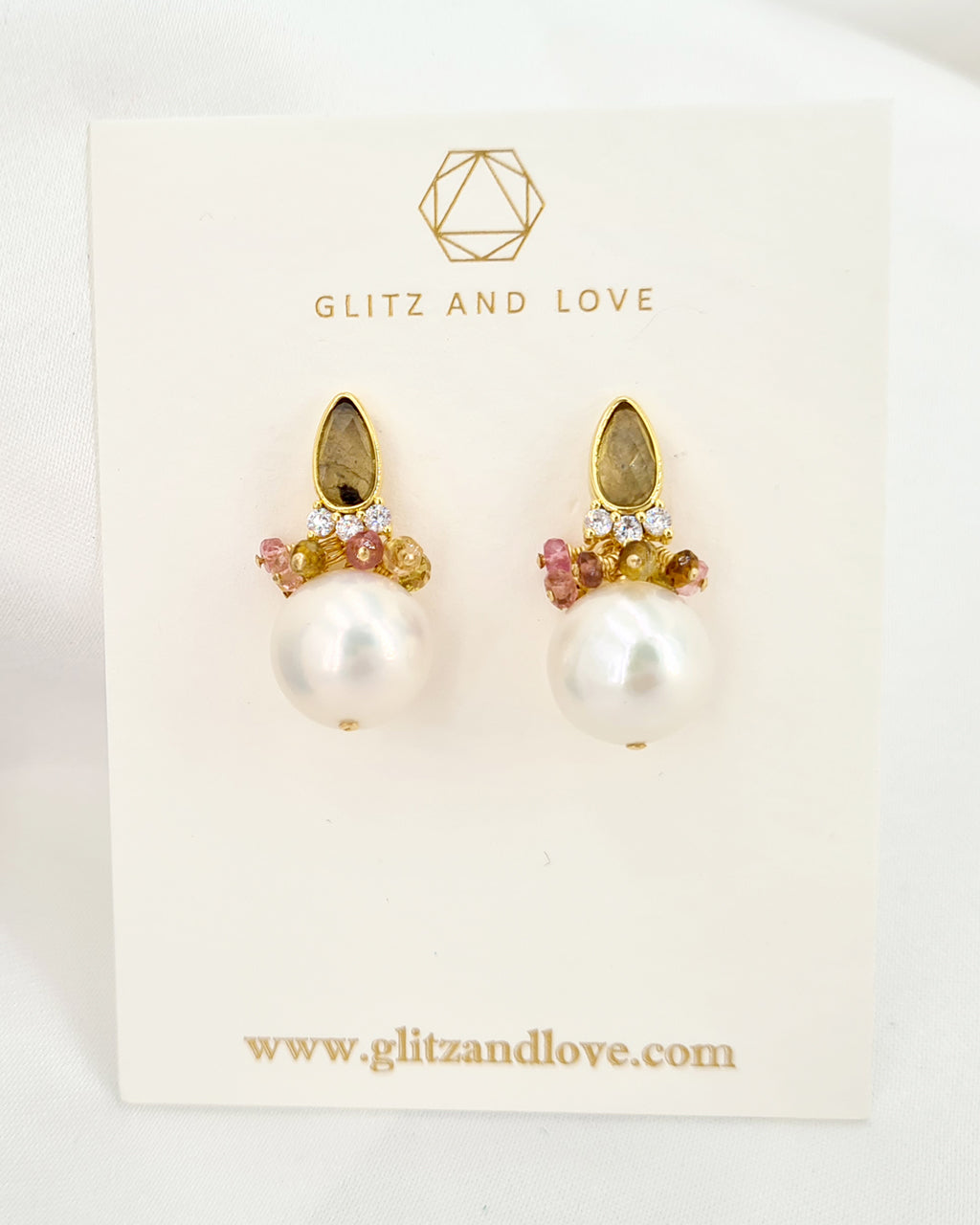 Erin Cole Bridal Earrings | Pearl & Crystal Large Stud Earrings